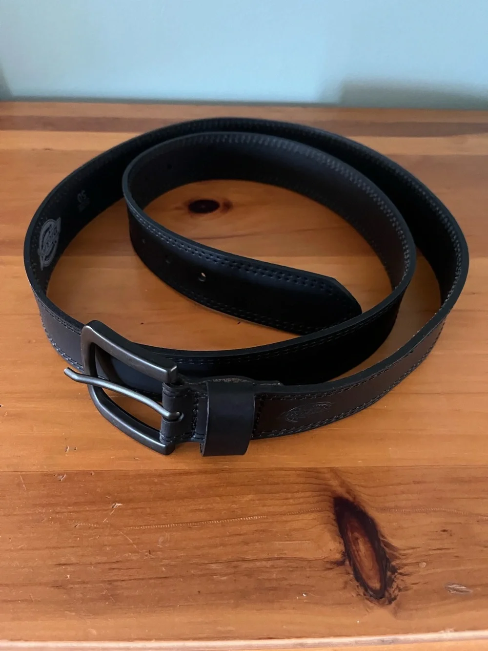 Dickies Black Leather Belt Size 50 Matte Black Buckle 1.5